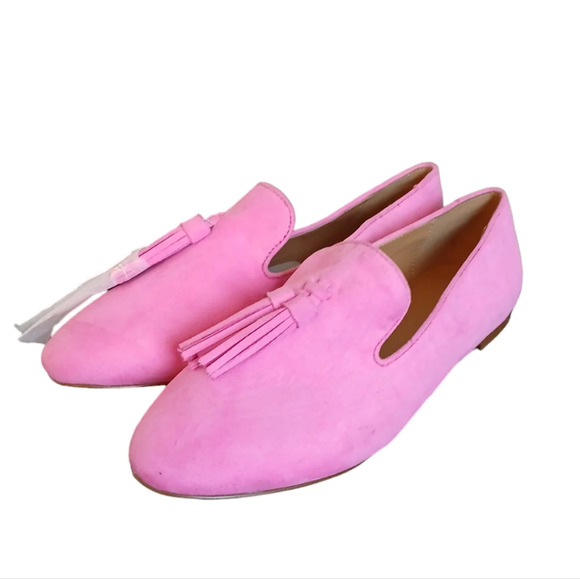 NEW J Crew Pink Microsuede Tassel Smoking Loafer.Flat size 6 - Picture 9 of 9